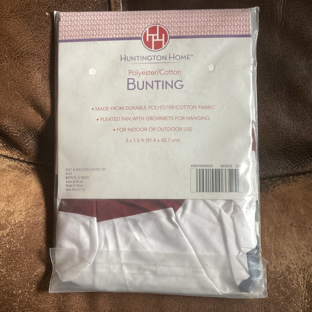 Huntington Home Bunting - Red, White, Blue - 3 X 1.5 ft - Picture 2 of 2